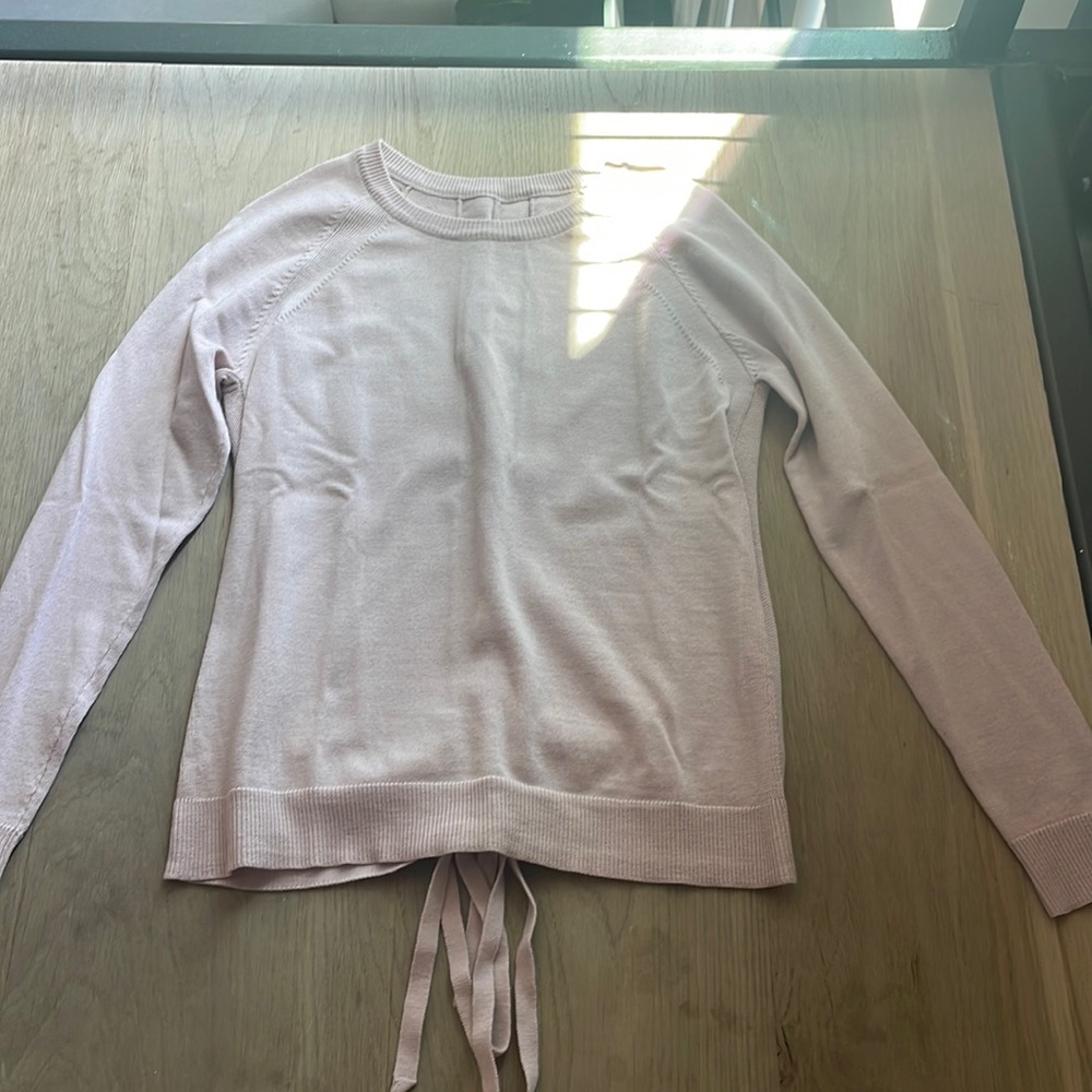 Lulu lemon pink sweater with tie detail on the back